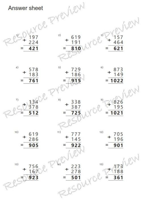 Addition algorithm 3 digit (regrouping) - Image 2