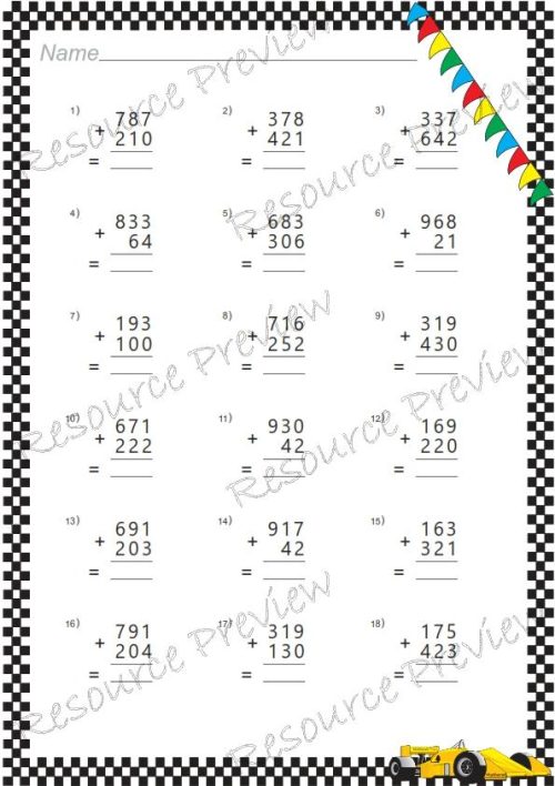 Addition algorithm 3 digit  (without regrouping) - Image 2