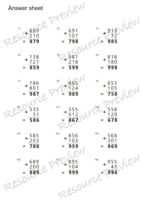 Addition algorithm 3 digit  (without regrouping) - Image 3