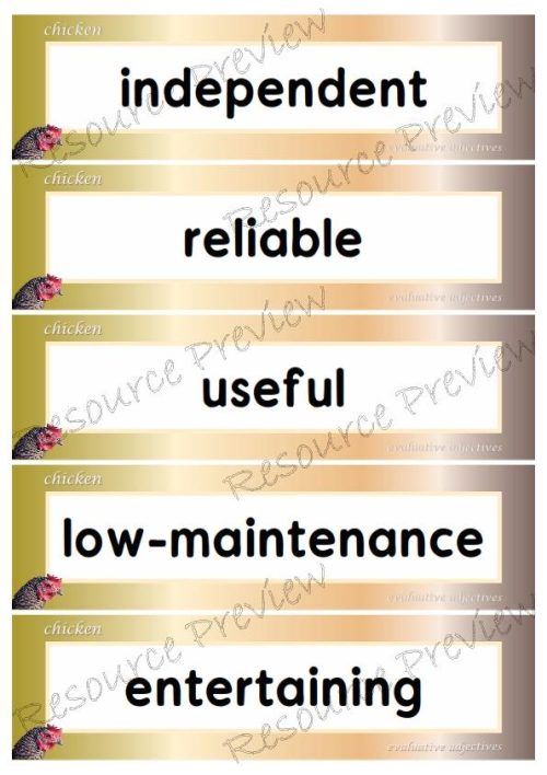 Evaluative adjectives - Chicken 20 words - Image 3