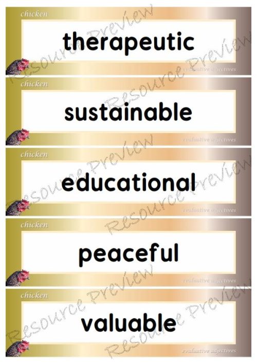 Evaluative adjectives - Chicken 20 words - Image 4