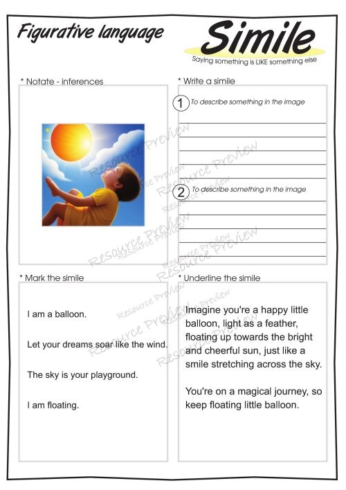 Simile worksheet x 6