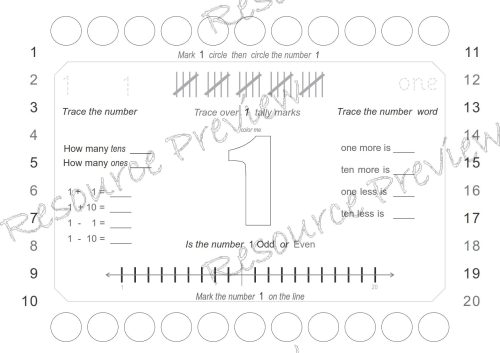 Number sense worksheet set 1-20 - Image 2