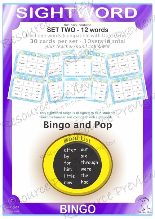 Sight word Bingo Pop Lv1-2