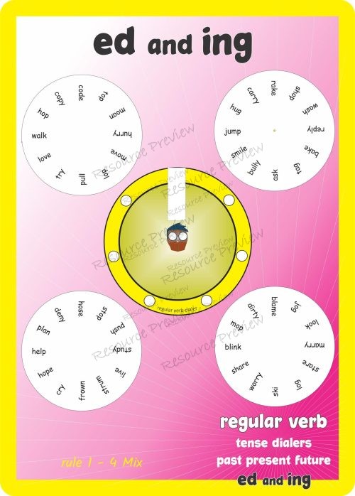 Verb tense dialer set ed and ing rules 1-4 mix