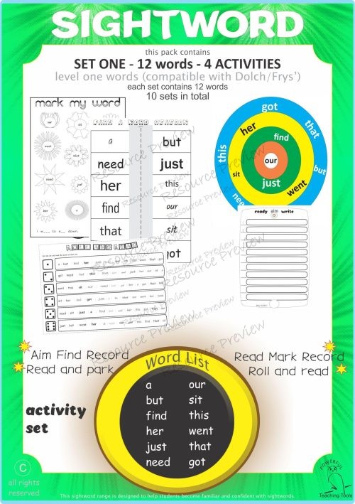 Sight word activities Lv1-1