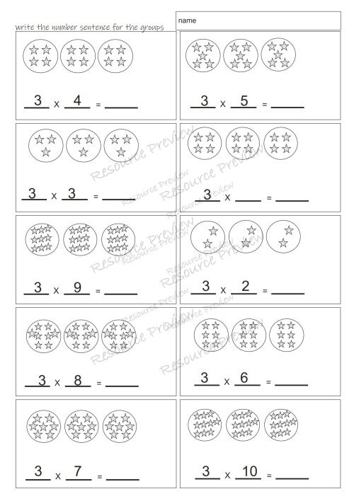 Multiplication number sentences