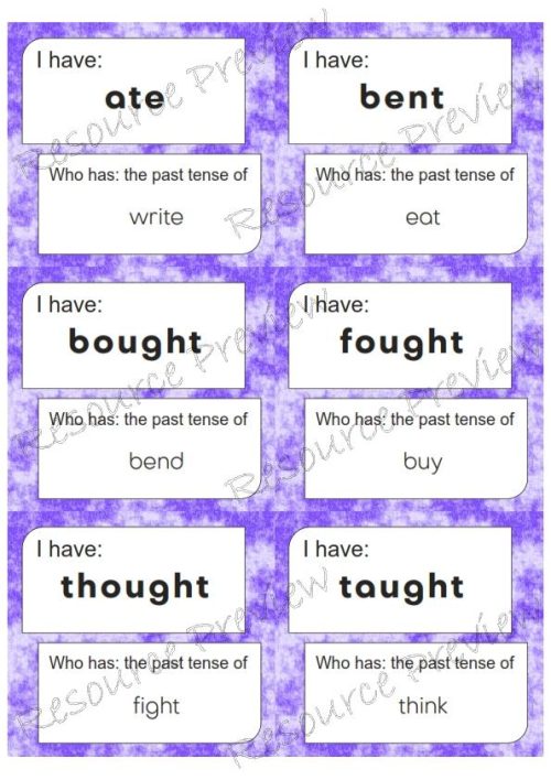 Irregular Verb simple tense cards I have Who has - Image 3