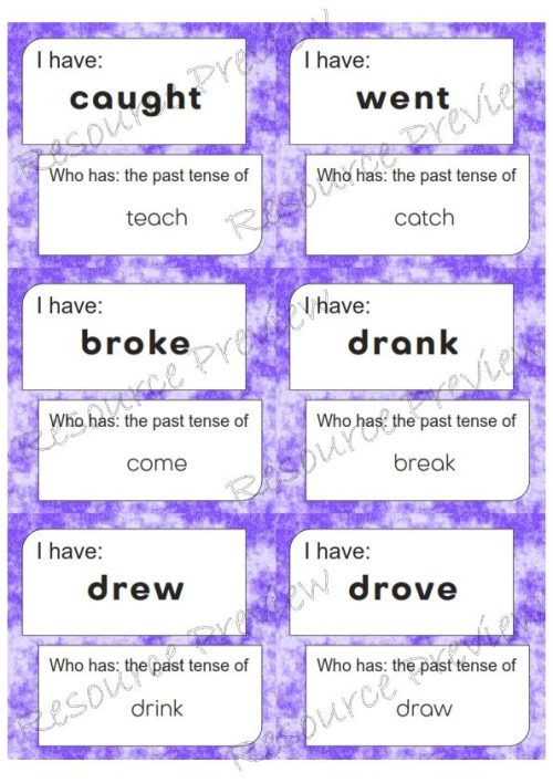 Irregular Verb simple tense cards I have Who has - Image 4