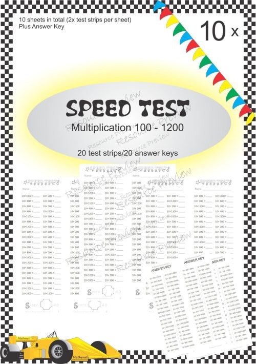 Speed Test Multiplication 10 x 100s