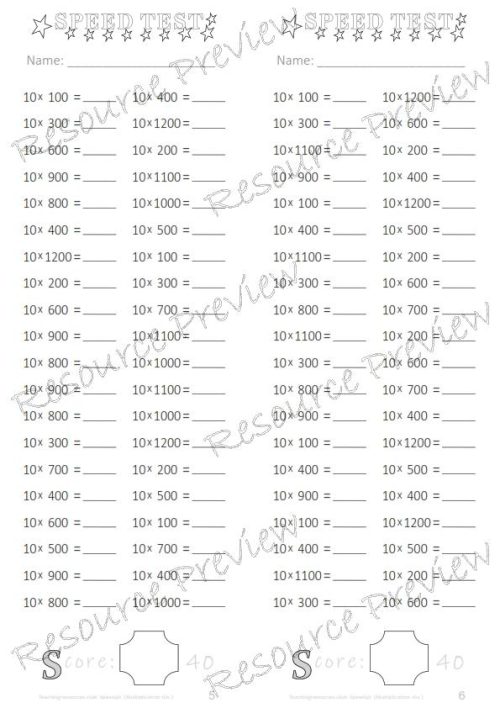 Speed Test Multiplication 10 x 100s - Image 2