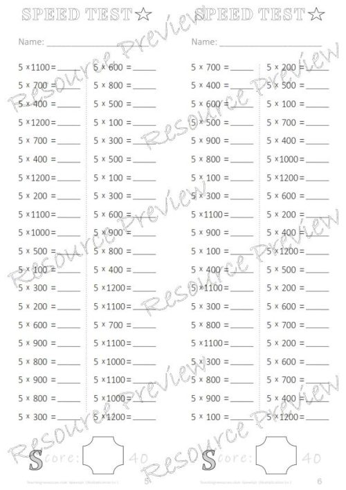 Speed Test Multiplication 5 x 100s - Image 2