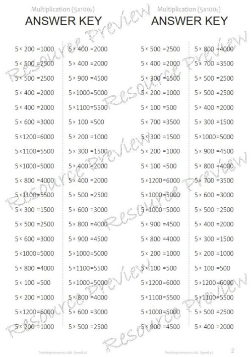 Speed Test Multiplication 5 x 100s - Image 3